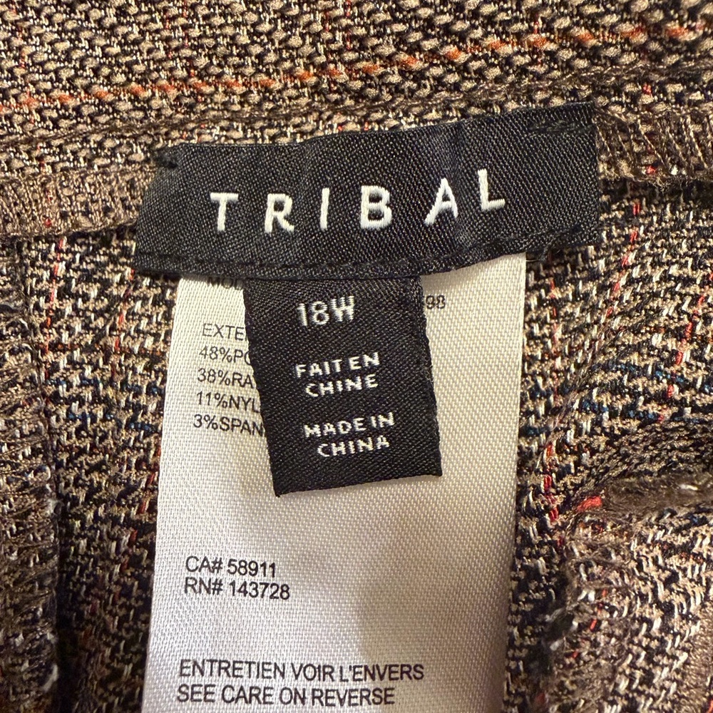 Tribal Brown Plaid Straight-Leg Pants - Picture 3 of 5